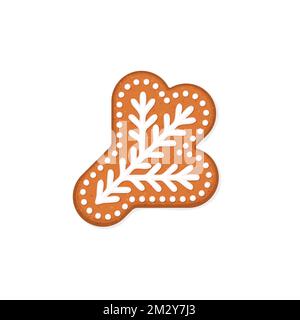 Fir branch shaped Christmas gingerbread cookie  Stock Vector