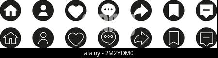 Love, Like, Comment, Share, and Logo. Set of Social Media Icons eps 10 Stock Vector