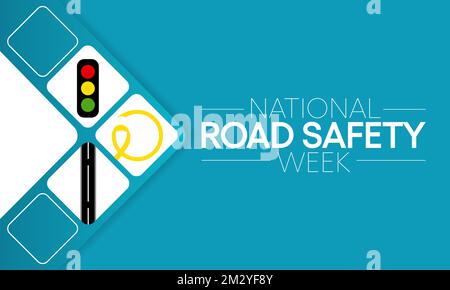 National Road safety week is observed every year in January and in May, It aims at making the roads and streets safer. Vector illustration Stock Vector