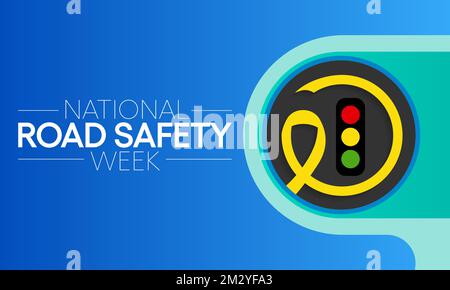 National Road safety week is observed every year in January and in May, It aims at making the roads and streets safer. Vector illustration Stock Vector