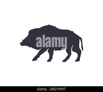 Silhouette wild boar, also wild pig icon design. Natural environment, habitat, close up, Sus scrofa. Wild boar background pig  vector design. Stock Vector