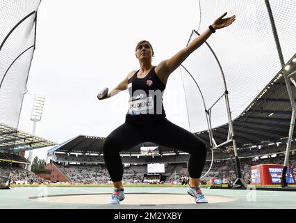 German Kristin Pudenz pictured in action during the 2019 edition of the AG Insurance Memorial Van Damme IAAF Diamond League athletics meeting, Friday 06 September 2019 in Brussels. BELGA PHOTO DIRK WAEM Stock Photo