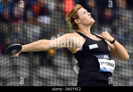 German Kristin Pudenz pictured in action during the 2019 edition of the AG Insurance Memorial Van Damme IAAF Diamond League athletics meeting, Friday 06 September 2019 in Brussels. BELGA PHOTO DIRK WAEM Stock Photo