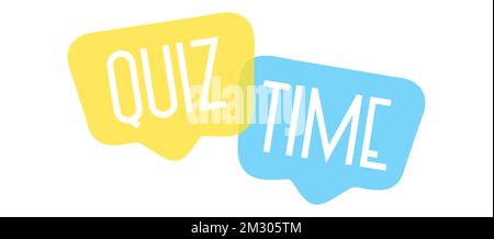 Quiz logo with speech bubble symbols, concept of questionnaire show sing, quiz button, question competition, exam, interview modern emblem Stock Vector