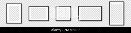 Photo frame. Picture frames set with shadow on transparent background eps 10 Stock Vector