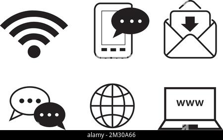 Black lines communication signs on a white background with copy space Stock Vector