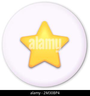 Star, glossy yellow color. Customer rating feedback concept from the client about employee of website. 3d design of the object. For mobile application Stock Vector