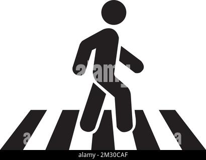 Crosswalk sign with a man icon on a white background Stock Vector