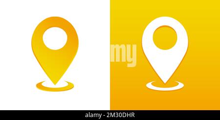 Yellow Location Pin Flat Logo Icon Gradient Sign Vector Illustration Stock Vector
