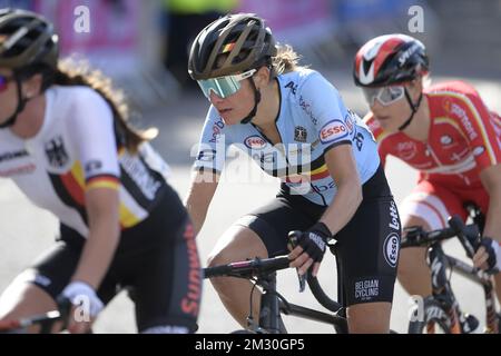 CAPTION CORRECTION: correcting name of Belgian cyclist - Not Kelly Van den Steen - An unidentified Belgian rider pictured in action during the women's race at the UCI Road World Championships cycling in Harrogate, North Yorkshire, United Kingdom, Saturday 28 September 2019. The Worlds are taking place from 21 to 29 September. BELGA PHOTO YORICK JANSENS  Stock Photo