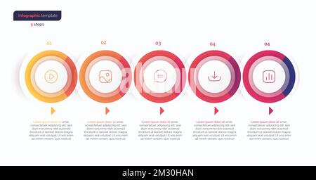 Vector minimalistic infographic template composed of 5 circles Stock Vector