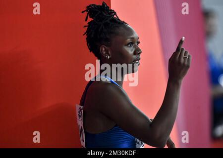 US's Teahna Daniels pictured in action during day three of the IAAF World Athletics Championships in Doha, Qatar, Sunday 29 September 2019. The Worlds are taking place from 27 September to 6 October. BELGA PHOTO DIRK WAEM Stock Photo