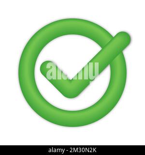 Check icon 3d, sign ok color green. Vector illustration eps 10 Stock Vector