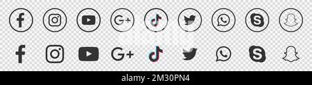 Social media icon or social network logos flat vector icon set collection for apps and websites vector set eps 10 Stock Vector