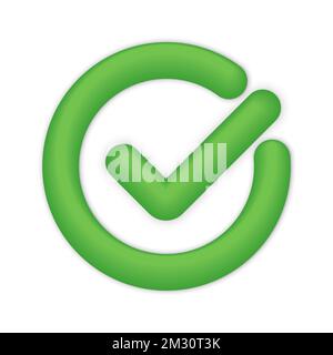Check icon 3d, sign ok color green. Vector illustration eps 10 Stock Vector
