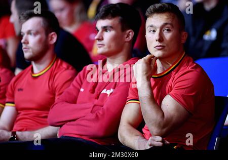 Belgian gymnast Dennis Goossens attends day four of the world championships artistic gymnastics, Monday 07 October 2019, in Stuttgart, Germany. The Worlds are taking place from 04 to 13 October. BELGA PHOTO ERIC LALMAND Stock Photo