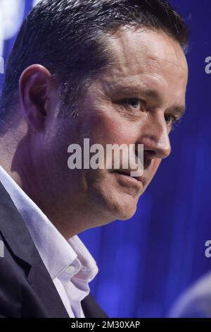 Frederic Dufour, CEO of Groupe Dufour pictured during the award ceremony for the the 'Entreprise de l'annee' (French-speaking company of the year), Monday 07 October 2019, in Brussels. BELGA PHOTO THIERRY ROGE Stock Photo