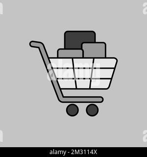 Shopping cart with boxes grayscale icon Stock Vector Image & Art - Alamy