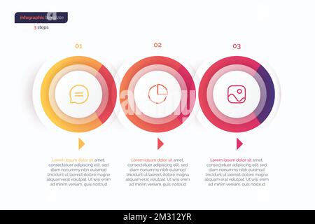 Vector minimalistic infographic template composed of 3 circles Stock Vector
