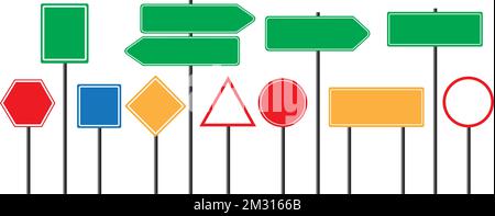 Blank street and road signs on a white background Stock Vector