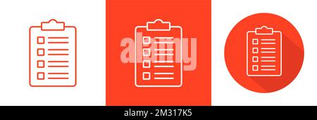 Clipboard Document Flat Line Shadow Icon Set Vector Illustration Stock Vector