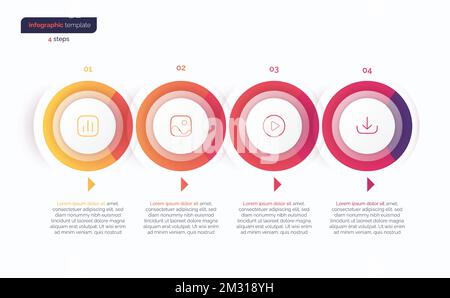 Abstract vector gradient minimalistic infographic template composed of 4 circles Stock Vector