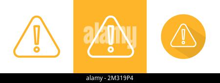 Warning Sign Flat Line Shadow Yellow Icon Vector Illustration Stock Vector