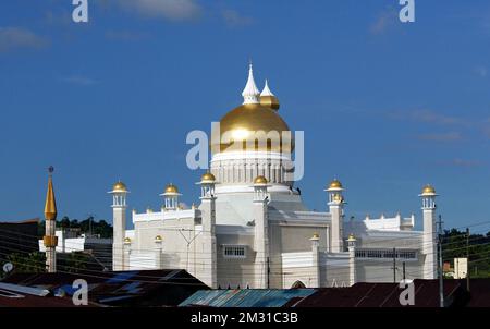 Brunei, Omar Ali Saifuddien Mosque is a mosque in Bandar Seri Begawan, the capital of Brunei. It is one of the country's two masjid negara or national mosques, as well as a national landmark. Stock Photo