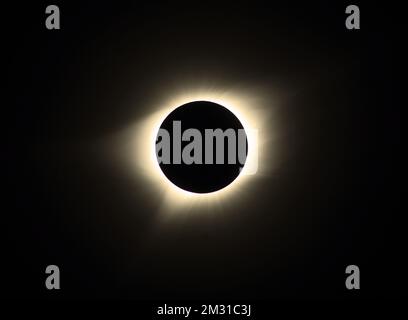 Solar eclipse of 21 August 2017. The corona, a region of the Sun only seen from Earth when the Moon blocks out the Sun's bright face during total solar eclipses. The corona holds the answers to many of scientists' outstanding questions about the Sun's activity and processes. This photo was taken during the total solar eclipse on Aug. 21, 2017 from Oregon, USA  Credit: NASA/Golpalswamy Stock Photo