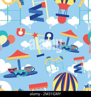 Seamless pattern background with amusement park icons Vector Stock Vector