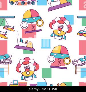 Seamless pattern background with amusement park icons Vector Stock Vector