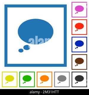 Single oval thought bubble solid flat color icons in square frames on white background Stock Vector
