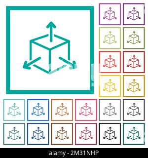 Scalability flat color icons with quadrant frames on white background Stock Vector