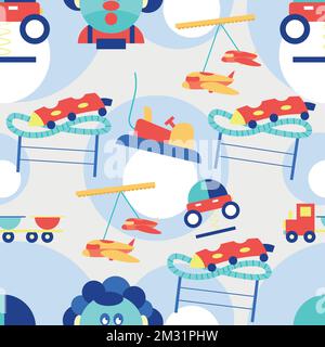 Seamless pattern background with amusement park icons Vector Stock Vector