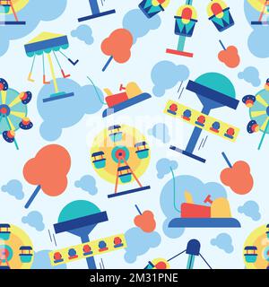 Seamless pattern background with amusement park icons Vector Stock Vector