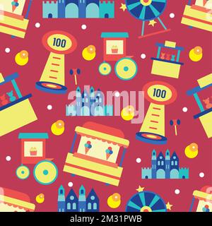Seamless pattern background with amusement park icons Vector Stock Vector