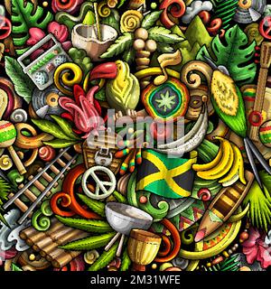 Cartoon doodles Jamaica seamless pattern Stock Vector Image & Art - Alamy