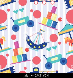 Seamless pattern background with amusement park icons Vector Stock Vector
