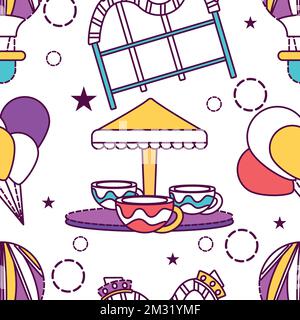 Seamless pattern background with amusement park icons Vector Stock Vector