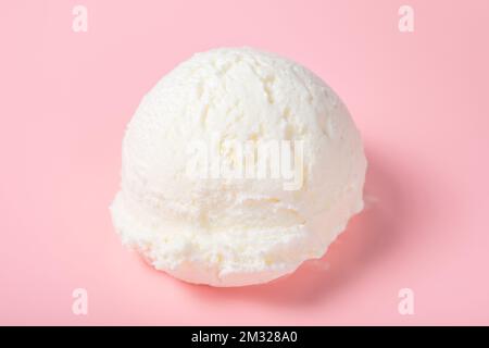 Close Up Of Pink Ice Cream Scoop Isolated On White Background