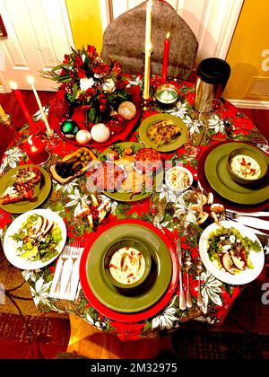 Festive Moments - Feast of Seven Fishes Traditional Italian Christmas Eve Dinner Stock Photo