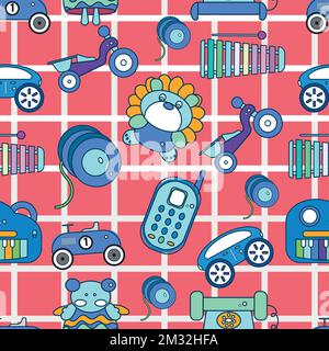 Seamless pattern background with toy icons Vector Stock Vector