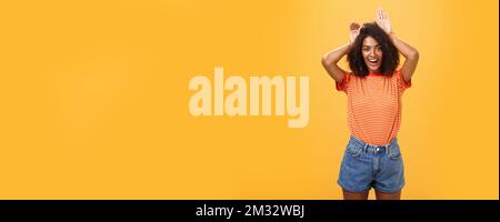 Let me be your bunny. Portrait of charming enthusiastic and ...