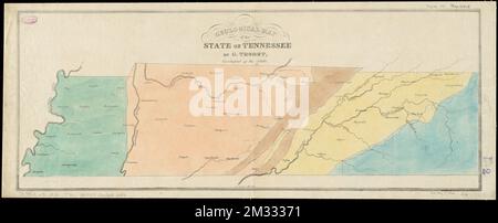 Geological map of the state of Tennessee , Geology, Tennessee, Maps, Tennessee, Maps Norman B. Leventhal Map Center Collection Stock Photo