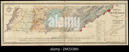 Geological map of Tennessee , Geology, Tennessee, Maps, Tennessee, Maps Norman B. Leventhal Map Center Collection Stock Photo