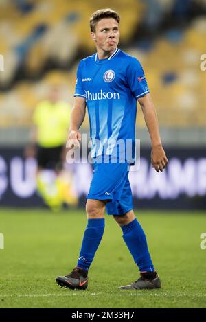 Gent's Matisse Samoise pictured during a game between Ukrainian club Dynamo Kyiv and Belgian soccer club KAA Gent, Tuesday 29 September 2020, in Kyiv, Ukraine, the return leg of the play-offs of the UEFA Champions League. Gent lost the first leg 1-2. BELGA PHOTO JASPER JACOBS  Stock Photo