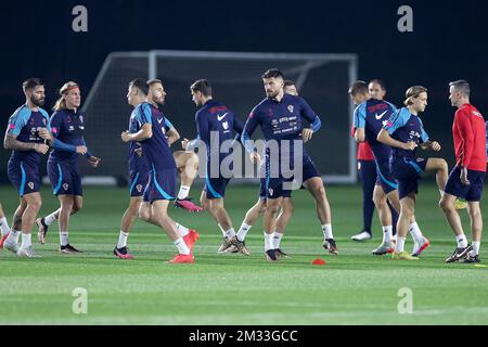 Football players during Croatia training session at Al Ersal 3 training center in Doha, Qatar on December 14, 2022. Photo: Goran Stanzl/PIXSELL Stock Photo