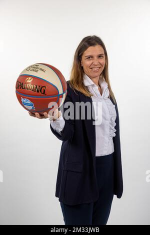 Oostende's assistant coach Gaelle Bouzin poses at a photoshoot of Belgian Basketball team Filou Oostende, ahead of the 2020-2021 EuroMillions League, Friday 02 October 2020 in Brussels. BELGA PHOTO KURT DESPLENTER Stock Photo