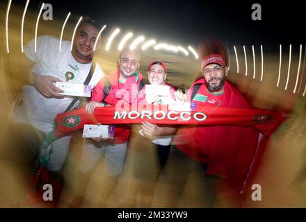 Morocco fans ahead of the FIFA World Cup Semi-Final match at the Al Bayt Stadium in Al Khor, Qatar. Picture date: Wednesday December 14, 2022. Stock Photo