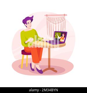 Online peer tutoring isolated cartoon vector illustration. Stock Vector